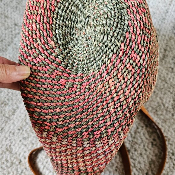 The Vintage African sisal woven market leather bag (Used) - Picture 4 of 5